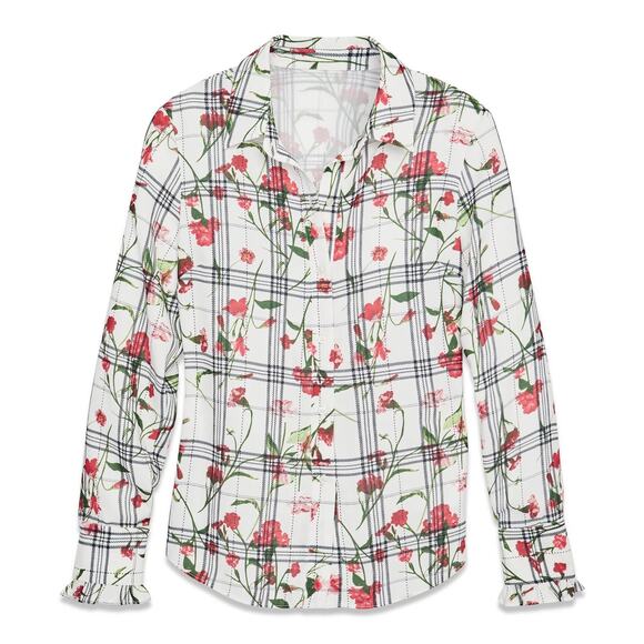 RACHEL ROY Womens Floral Check Ruffle Cuff Blouse Size 20W - Picture 10 of 14